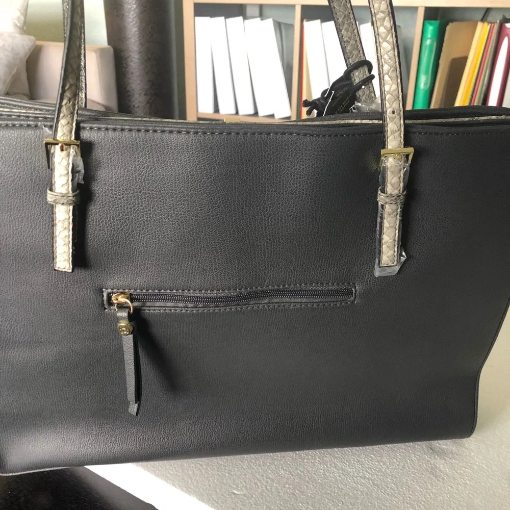 Tutilo NWT black veritas large snake embossed tech tote purse